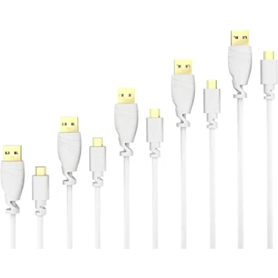 Image of KabelDirekt 5 x 1.5m Micro USB Cable (USB 2.0, Synch &amp; Charge Cable, white) TOP Series