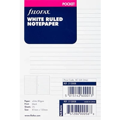Image of Filofax Pocket Ruled Notepaper White