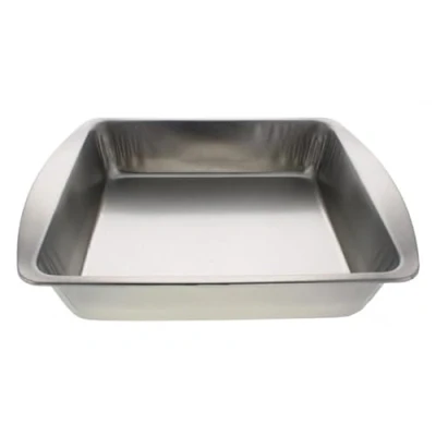 Image of Square Cake Tin Cakes Baking Pan Mould Tins Deep Roasting Serving Tray For Lasagne Bakes Shepards Pie Traditional Steel Bakeware Reusable Dishwasher Freezer And Oven Safe Even Heat Distribution (1 Pc)