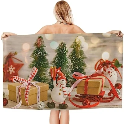 Image of BAAROO Christmas Microfibre Beach Towel Extra Large, Decoration Lightweight Towels for Adults, Super Absorbe 130CM X 80CM