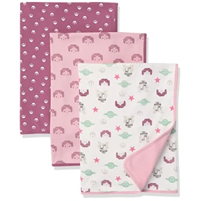 Image of Amazon Essentials Disney Marvel Star Wars Princess Girls&#039; Swaddle Blankets, Pack of 3, 3 Tiny Rebel, One Size