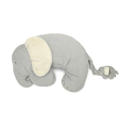 Image of Mamas &amp; Papas Tummy Time Roll, Interactive Soft Baby Pillow with Integrated Rattle, Elephant