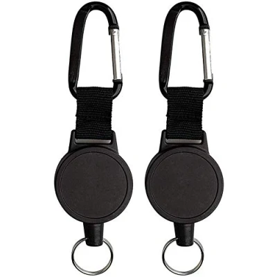 Image of TUAKIMCE 2 Pieces Retractable Key Chain, Heavy Duty Reel, Extendable Keychain with Steel Wire Rope ID Badges Holder