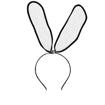 Image of Zac&#039;s Alter Ego Black Lace Bunny Headband with White Ears