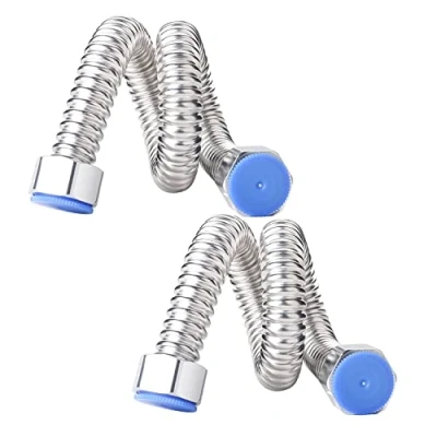Image of Qrity 2 Pieces G1/2&quot; x Stainless Steel Corrugated Pipes, 40CM Flexible Tap Connector, Kitchen Basin Flexi Anti Burst Water Pipe for Bathroom Universal Replacement