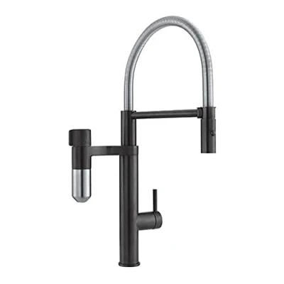 Image of Franke Chromed Kitchen Sink tap with Fixed spout Vital Semi Pro Black mat/Optical Steel 120.0551.242