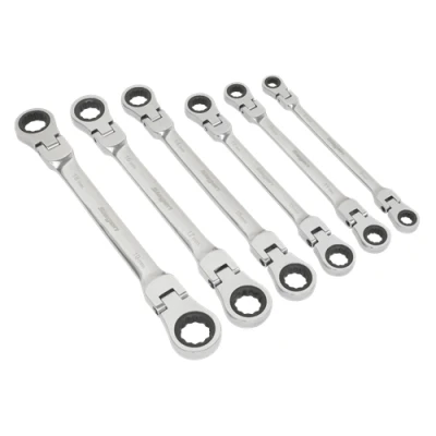 Image of Siegen Flexi Head Double End Ratchet Ring Spanner Set 6pc Metric