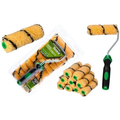 Image of ToolSpace 10x Polyacrylic Paint Roller 11 Cm Orange Wall Replaceable Ergonomic Handle Brush Renovation