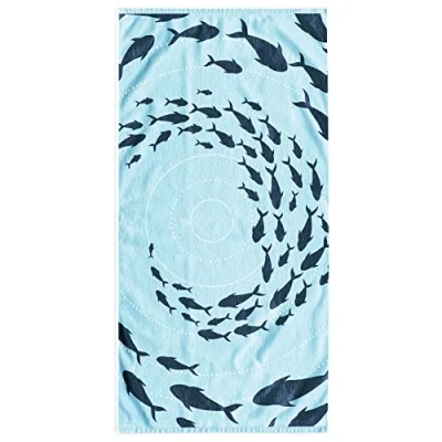 Image of DecoKing Beach Towel Large 90 x 180 cm Cotton Terry Velour Bath Blue Dark Shoal