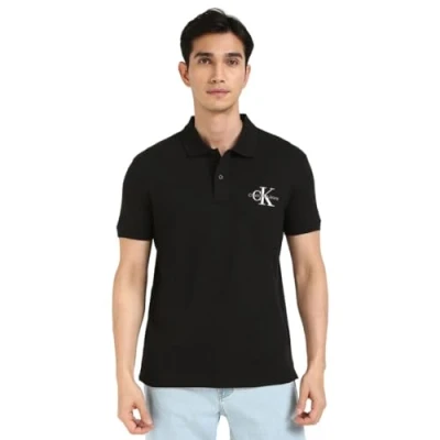 Image of Calvin Klein Jeans Men&#039;s MONOLOGO Polo S/S, Ck Black, L