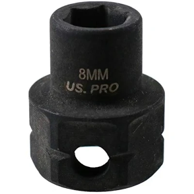 Image of 8mm Metric Stubby 3/8 Drive Shallow Impact Socket Hex Shank 25mm Depth
