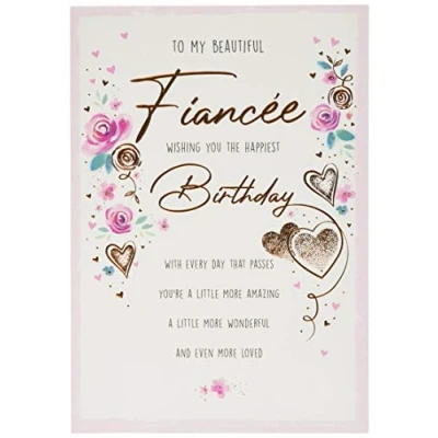 Image of Piccadilly Greetings Traditional Birthday Card Fiancee 9 x 6 inches