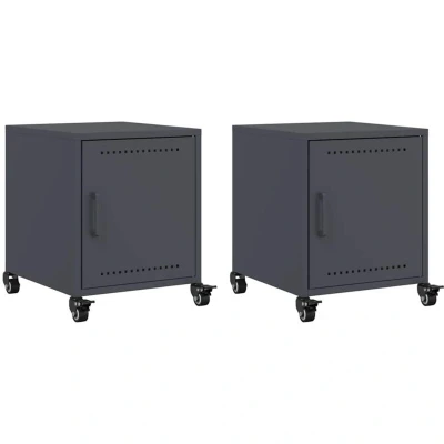 Image of vidaXL Bedside Cabinets 2 pcs Anthracite 36x39x43.5 cm Steel