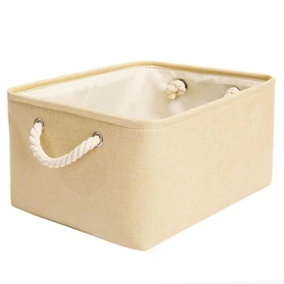 Image of Mangata Foldable Storage Box, Large Thickened Fabric Basket with Handles for Shelves Toy (L, Beige)