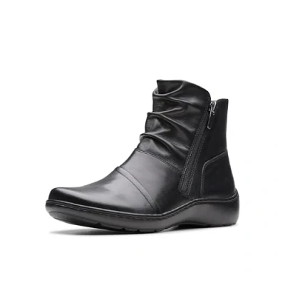 Image of Clarks Women&#039;s Cora Pace Ankle Boot, Black Leather, 5 UK