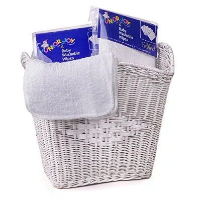 Image of Junior Joy 6 Washable Baby Wipes, 15 x 18cm, White Pack Washcloths, Extra Soft and Reusable, 100% Cotton