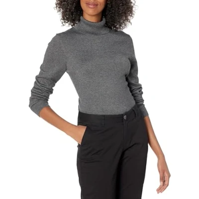 Image of Amazon Essentials Women&#039;s Classic Fit Lightweight Long Sleeve Turtleneck Jumper (Available in Plus Size), Charcoal Heather, 3XL