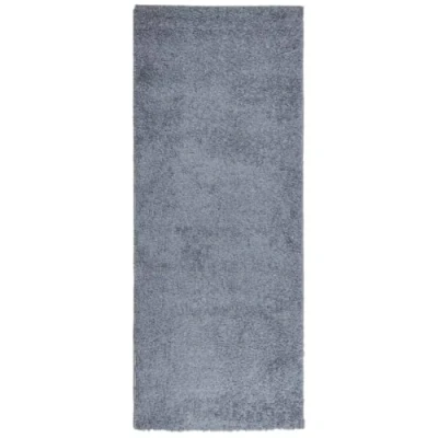 Image of vidaXL Modern Shaggy High Pile Rug Plush Blue Area Rug, Polypropylene Floor Carpet 80x200 cm, OEKO TEX, Suitable for Underfloor Heating