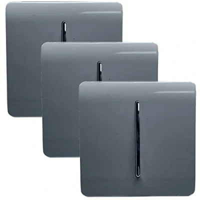 Image of Trendi 1 Gang 2 Way 10 Amp Rocker Chrome Light Switch Glossy Warm Grey (3 Pack)