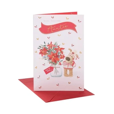 Image of Boofle Auntie Just For You Poinsettia Christmas Greeting Card Cute Xmas Cards