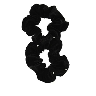 Image of Zac&#039;s Alter Ego Set of 2 Hair Scrunchies Velvet &amp; Diamante Stone Patterned