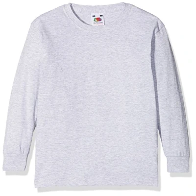Image of Fruit of the Loom Boys&#039; Valueweight Long Sleeve T Kids Longsleeve Shirt, Grey (Heather 123), 14 Years