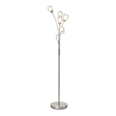 Image of LITECRAFT Floor Lamp 5 Light G9 Base with Double Glass Shades Satin Nickel