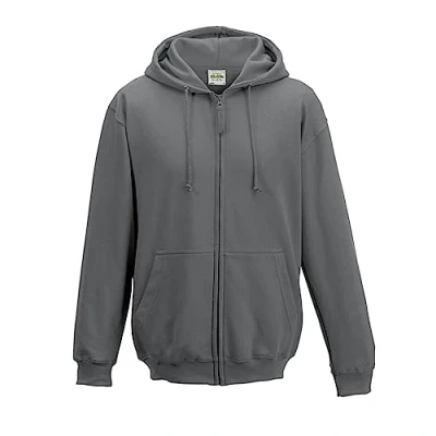 Image of AWDis Just Hoods Men&#039;s Zoodie Hoodie, Grey (Steel Grey), Large