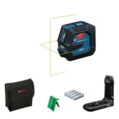 Image of Bosch Professional line Laser GLL 20 22 G Bracket LB 10, Green Laser, Indoor use, Dual Power Source, 2 x 1.5V LR6 Batteries, Protective Bag