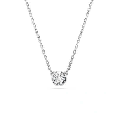 Image of Swarovski Imber pendant, Round cut, White, Rhodium plated