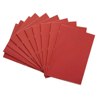 Image of RHINO A4 Exercise Books, 80 Page / 5mm Squared Paper Notebook, 10 Pack, Office &amp; School Stationery Supplies, Red