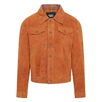 Image of Infinity Leather Mens Trucker Goat Suede Western Jeans Jacket Yangon Tan Size 5XL