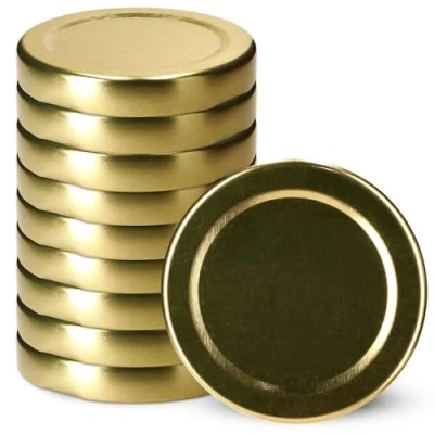 Image of KADAX Jar Lids Ø 53 mm, Sealing Solutions for Small Bottles and Mini Jars, Metal Tops with Three Threads Preserving Jam Honey (Gold Lids, Set of 10)