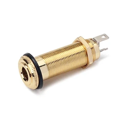 Image of Alnicov Stereo Copper Guitar Bass Barrel Jack Cylinder Input/Output Jacks 4 Pins Gold