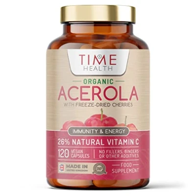 Image of Organic Acerola Cherry Freeze Dried 26% Vitamin C 44:1 Extract Ratio Natural &amp; Wholefood UK Made Zero Additives (120 Capsules)