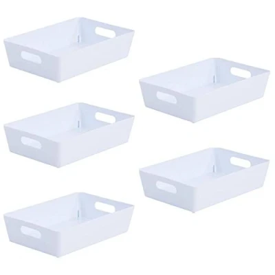 Image of Wham Bam 4.01 Ice White Plastic Studio Storage Baskets Office Home &amp; Kitchen Tidy Organiser 25.5 x 17 6cm (5 Baskets)