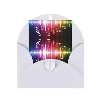 Image of Music Print Blank Cards And Envelopes. Eco Friendly Cards, Envelopes Box. Inside.(5pcs)