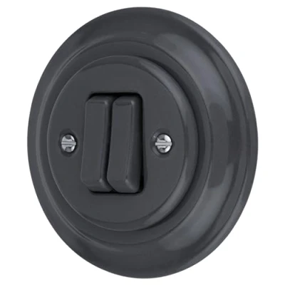 Image of UP Porcelain Retro 2 Way Series Switch All in One Frame + Flush Mounted Insert Cover (PR1 Series) Grey