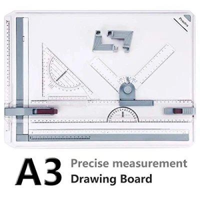Image of Preciva A3 Drawing Board, Table, Technical Drafting Table Metric System 51 * 36.5cm, Multi function Board Tool with Parallel Motion Accessories, Adjustable Angle