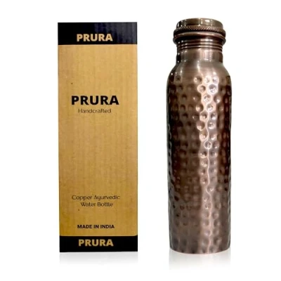 Image of PRURA Copper Water Bottle Leak Proof Ayurvedic Drinkware Vessel for Sports, Gym, Outdoors, Yoga