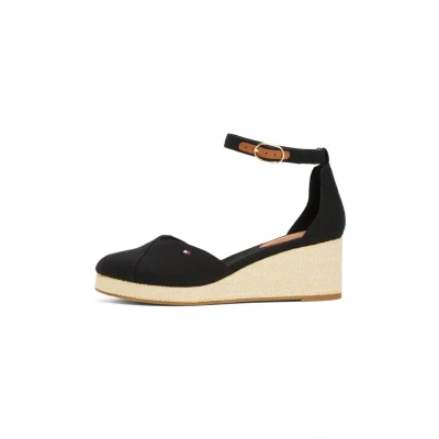 Image of Tommy Hilfiger FLAG Closed TOE MID Wedge Platform heels, Women&#039;s, Size: 7, Black Cotton