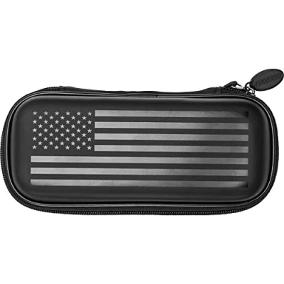 Image of Casemaster Sentry Dart Case Slim EVA Shell for Steel and Soft Tip Darts, Hold 6 Darts Features Built in Storage Flights, Tips Shafts, American Flag