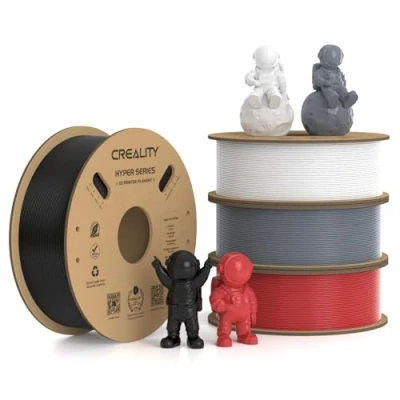 Image of Creality Hyper PLA Filament 1.75mm, 30 600mm/s High Speed 3D Printer Filament, Dimensional Accuracy +/ 0.02mm, Fit Most FDM Printers, 4 Pack 1kg Spool(2.2lbs), Black &amp; White Grey Red