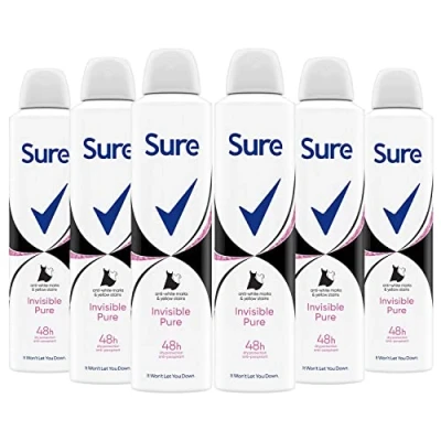 Image of (6 PACK) Sure Women Invisible Black &amp; White 48h Anti Perspirant Deodorant 6 x 250ml