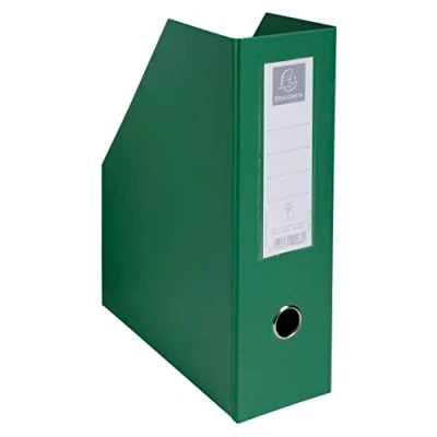 Image of Exacompta Ref 90163E PVC Magazine File Suitable for Storing A4 Documents,100mm Spine, Construction from 2mm Rigid PVC, Finger Hole &amp; Label on Spine Dark Green