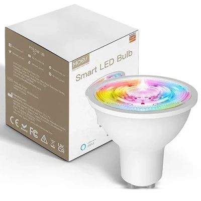 Image of MOES ZigBee Smart LED Bulb, 5W GU10 RGB Colour Cold White Dimmable, App Remote and Voice Control, Work with Alexa Google Assistant, 2200 6500K 345lm (Requires Hub)