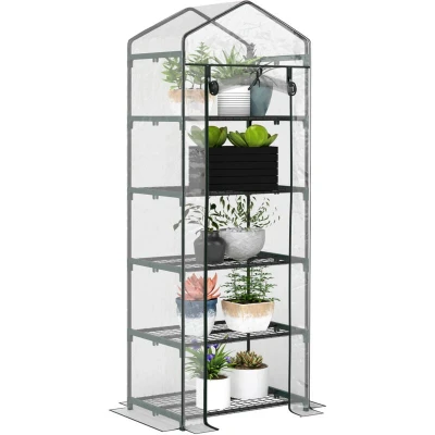 Image of Outsunny Portable Greenhouse Garden Grow House with Wire Shelves PVC Cover Metal Frame845 383V01