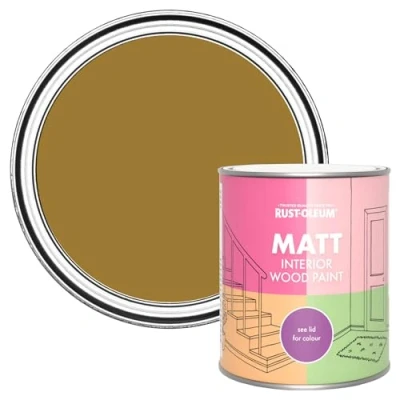 Image of Rust Oleum Yellow Interior Wood Paint in Matt Finish Wet Harvest 750ml