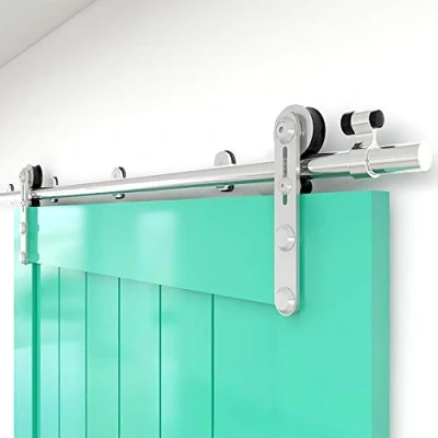 Image of TSMST 244CM/8FT Sliding Door Track Barn Hardware Kit Closet Rail Roller Accessory Stainless Steel Material