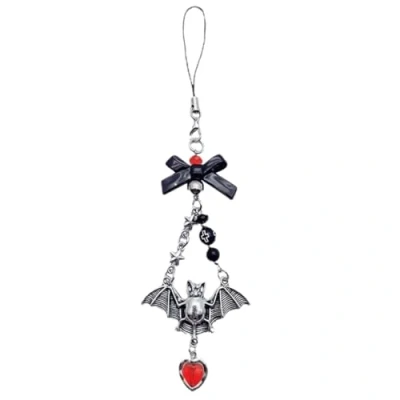 Image of xbiez Punk Y2K Phone Chain Cool Girl Halloween Bat Wing Charm with Cross Bowknot Pendant Accessories for Camera Bag Keys Purse
